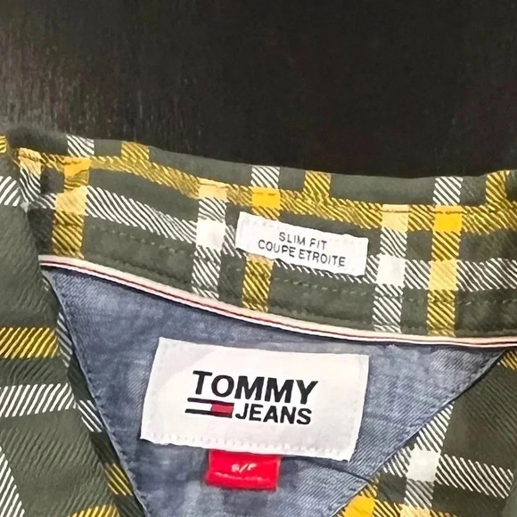 NWT Tommy Hilfiger Mens Miss Green Plaid Check Button Down Flannel Slim Small - Picture 7 of 14